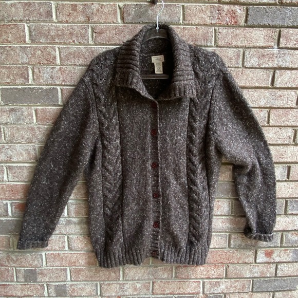 L.L.Bean Sweaters - L.L. Bean Wool Blend‎ Brown Button Up Sweater Women's XL
